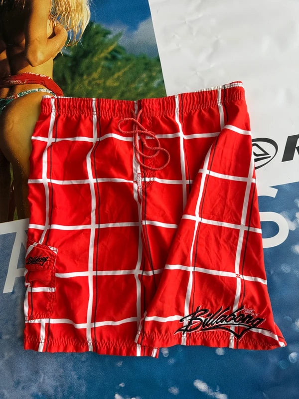 Y2K Billabong Plaid Orange Boardshorts