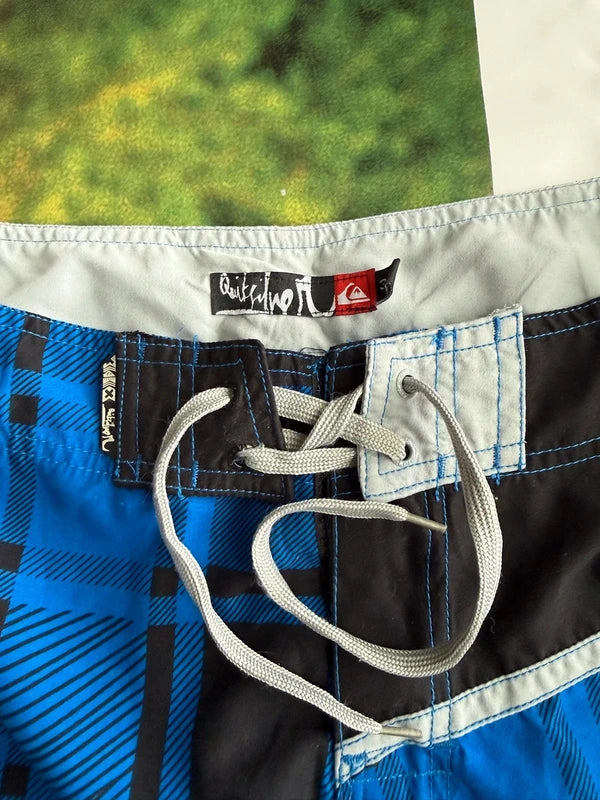 Y2K Quiksilver Plaid Blue Boardshorts