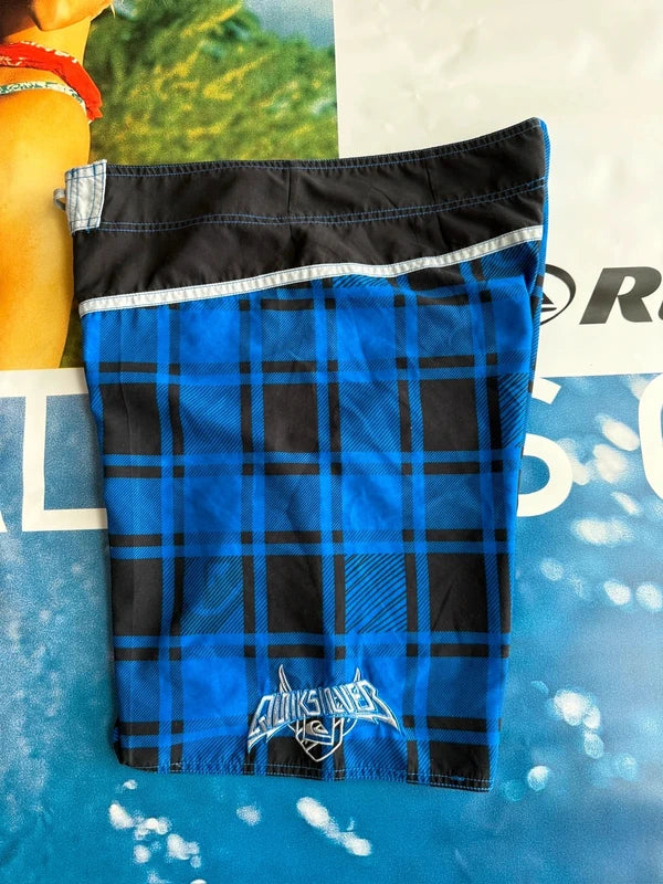 Y2K Quiksilver Plaid Blue Boardshorts