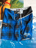 Y2K Quiksilver Plaid Blue Boardshorts