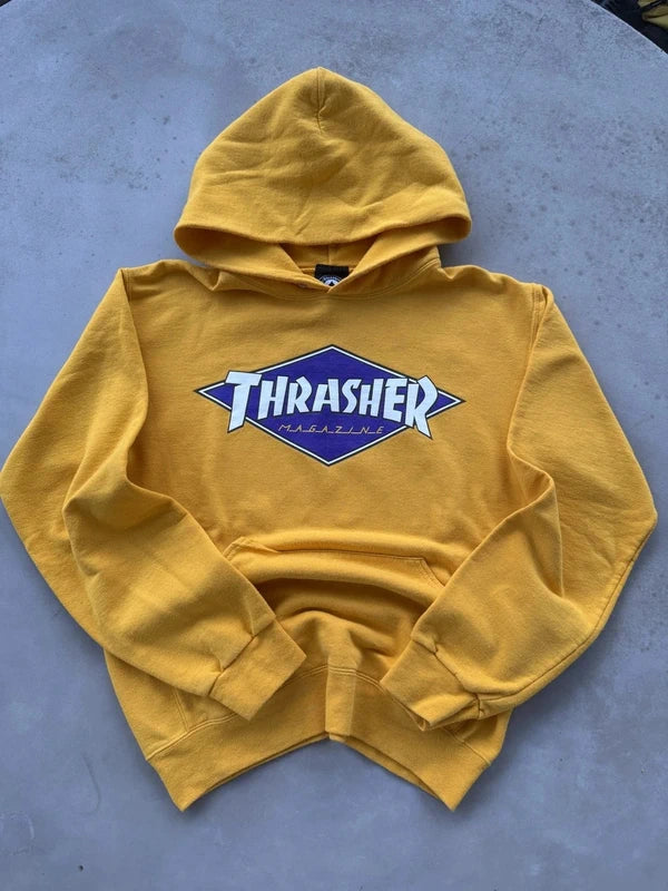 2000s Thrasher Skate Hoodie Mustard Purple
