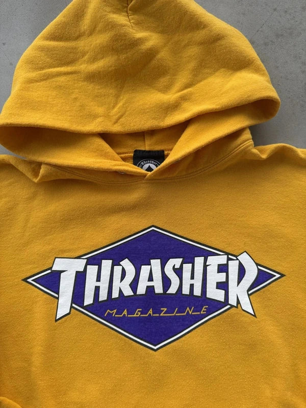 2000s Thrasher Skate Hoodie Mustard Purple
