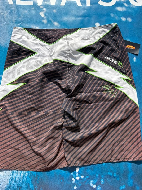 Y2K Rip Curl Boardshorts Green Thunder Print 38