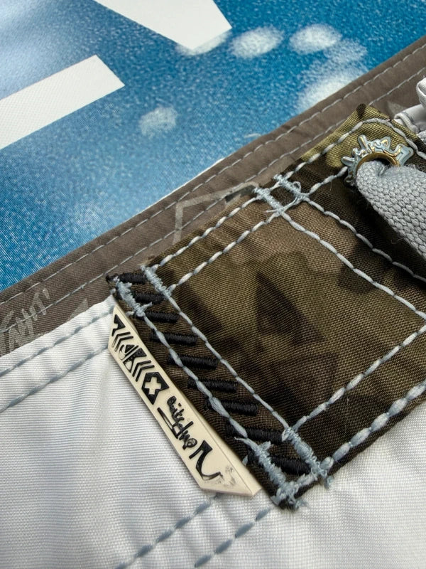 Y2K Quiksilver White Brown Camo Boardshorts 36