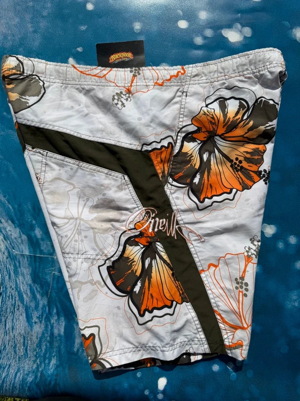 Y2K O'Neill Floral White Orange Boardshorts