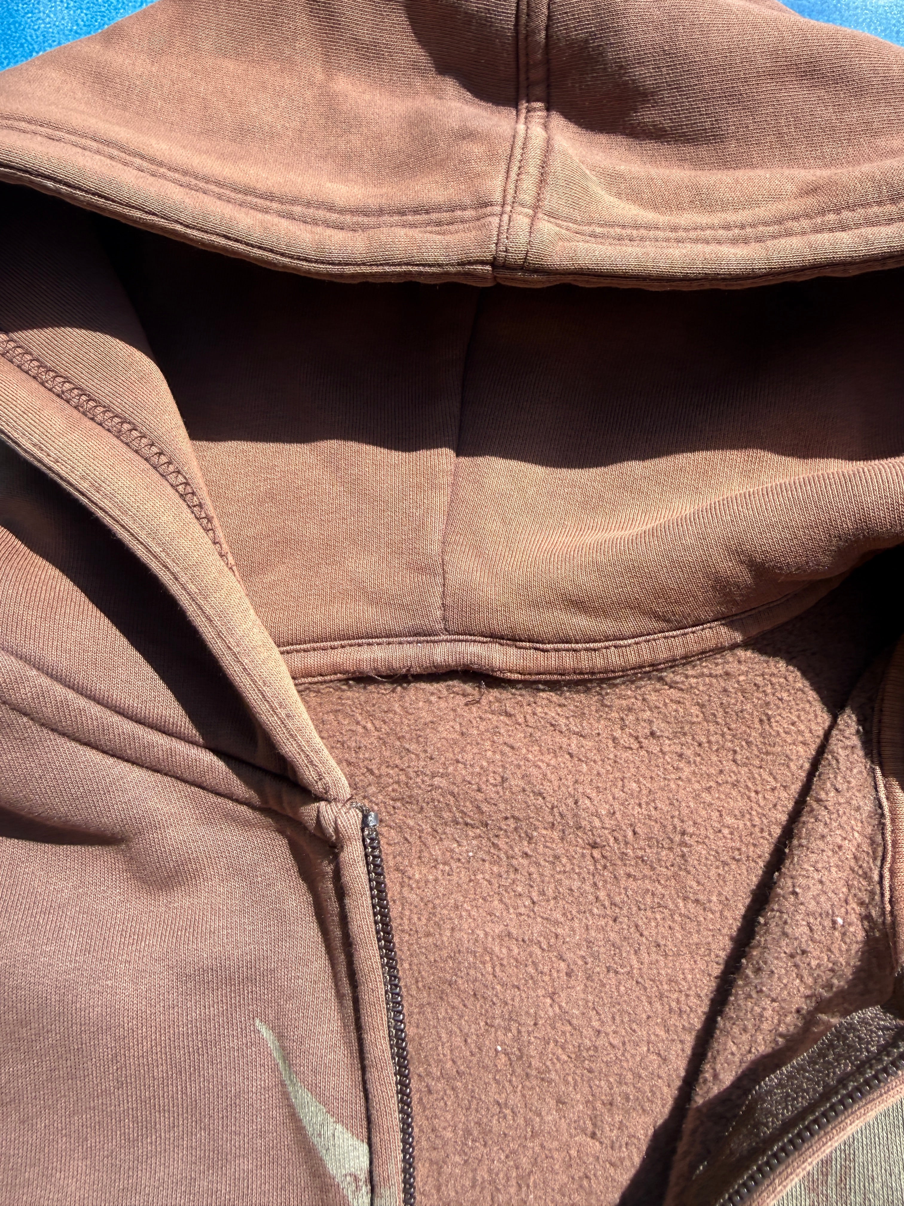 Y2K Quiksilver brown sun faded skull zipper jacket