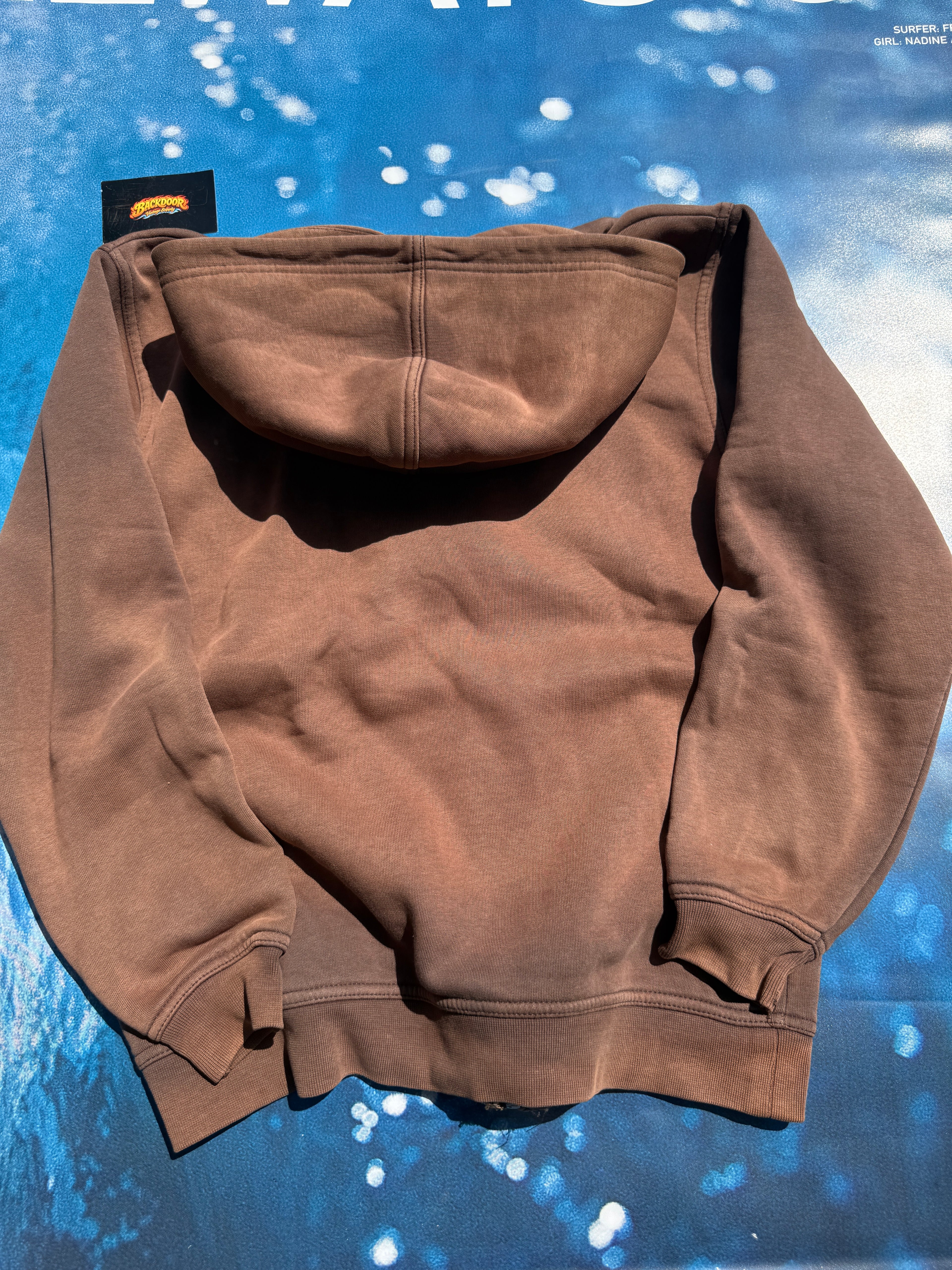Y2K Quiksilver brown sun faded skull zipper jacket
