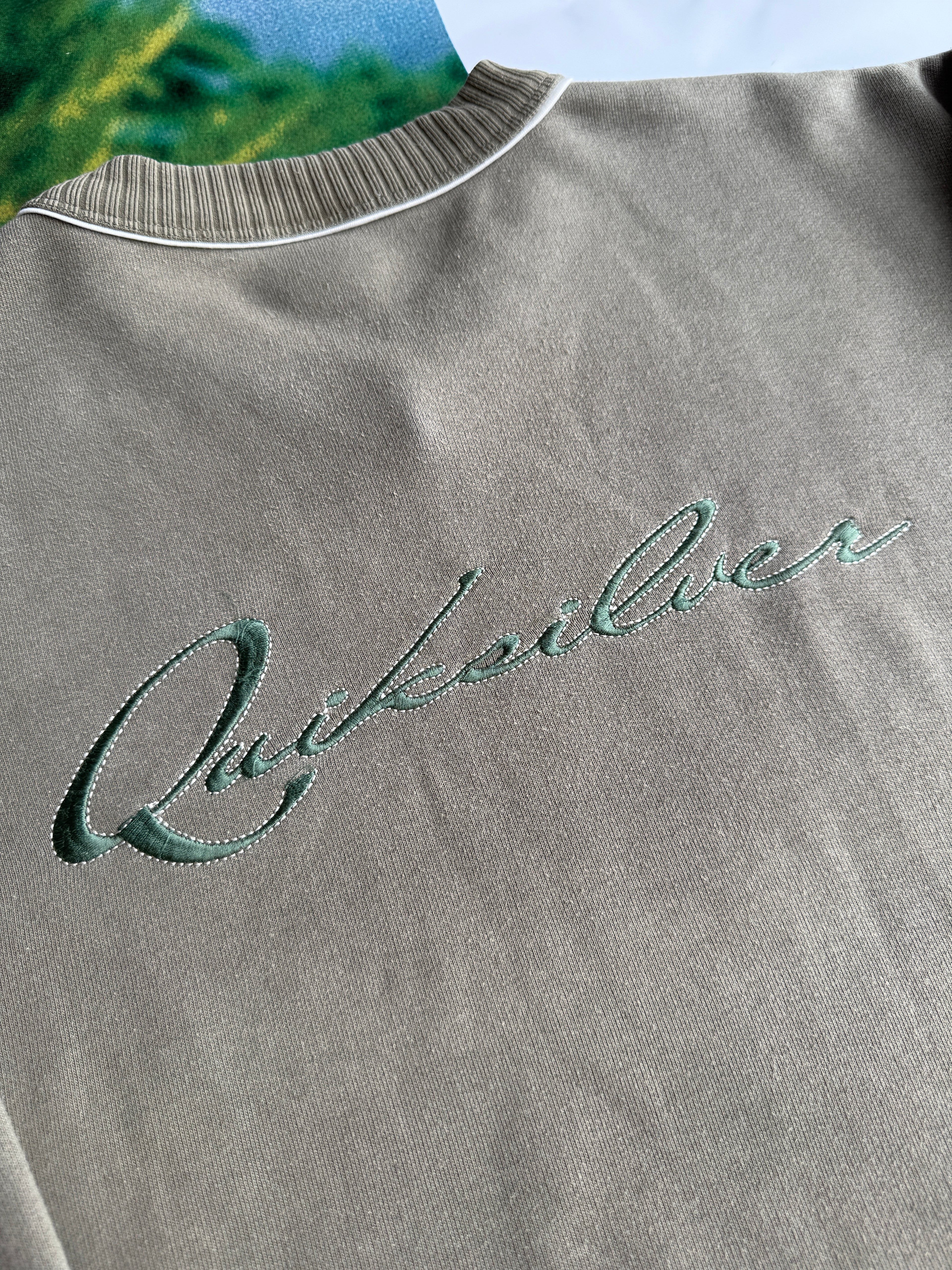 Quiksilver 00s Olive Green V-Neck Sweatshirt