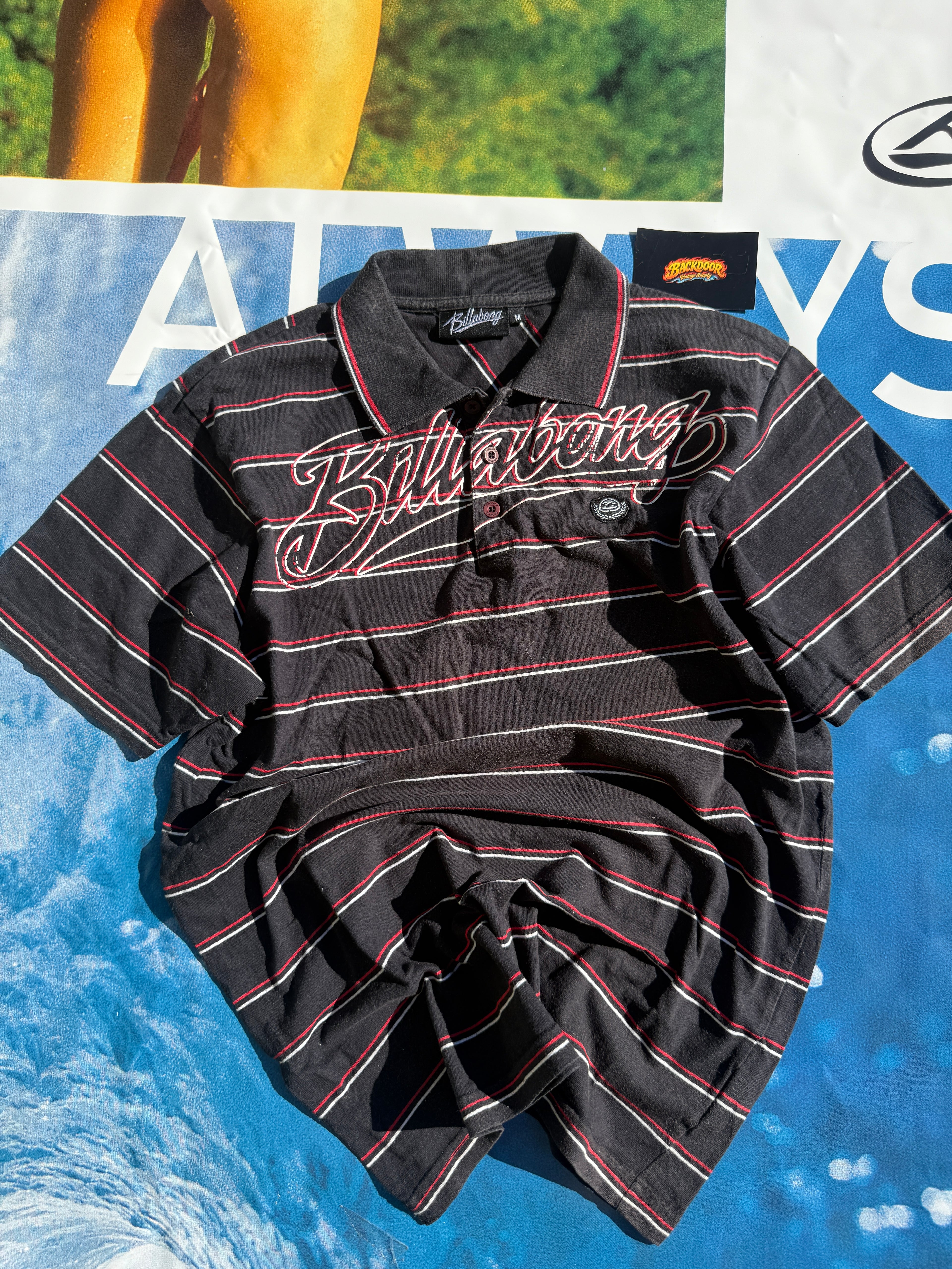 Y2K Billabong Opium style striped Polo
