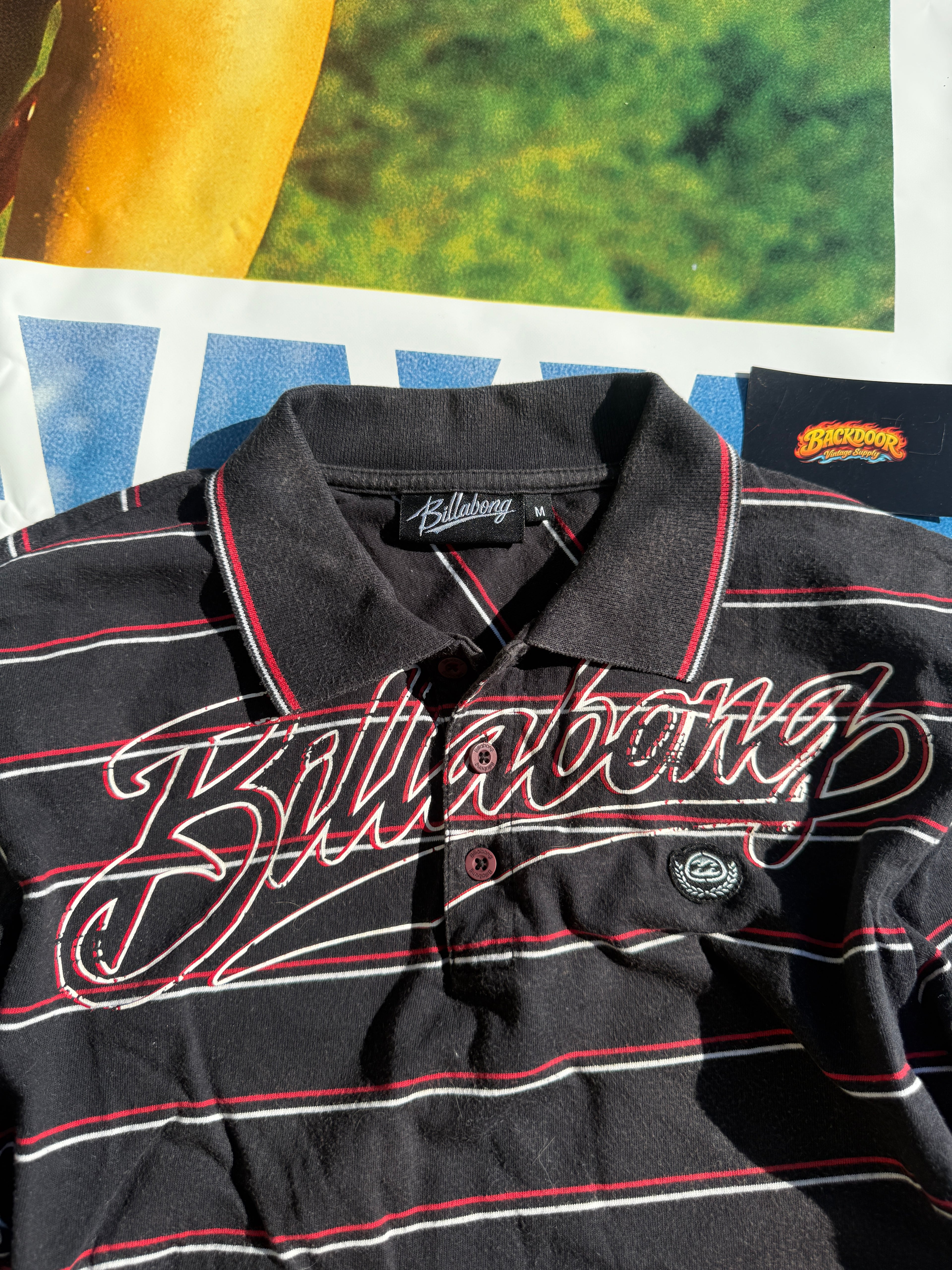 Y2K Billabong Opium style striped Polo