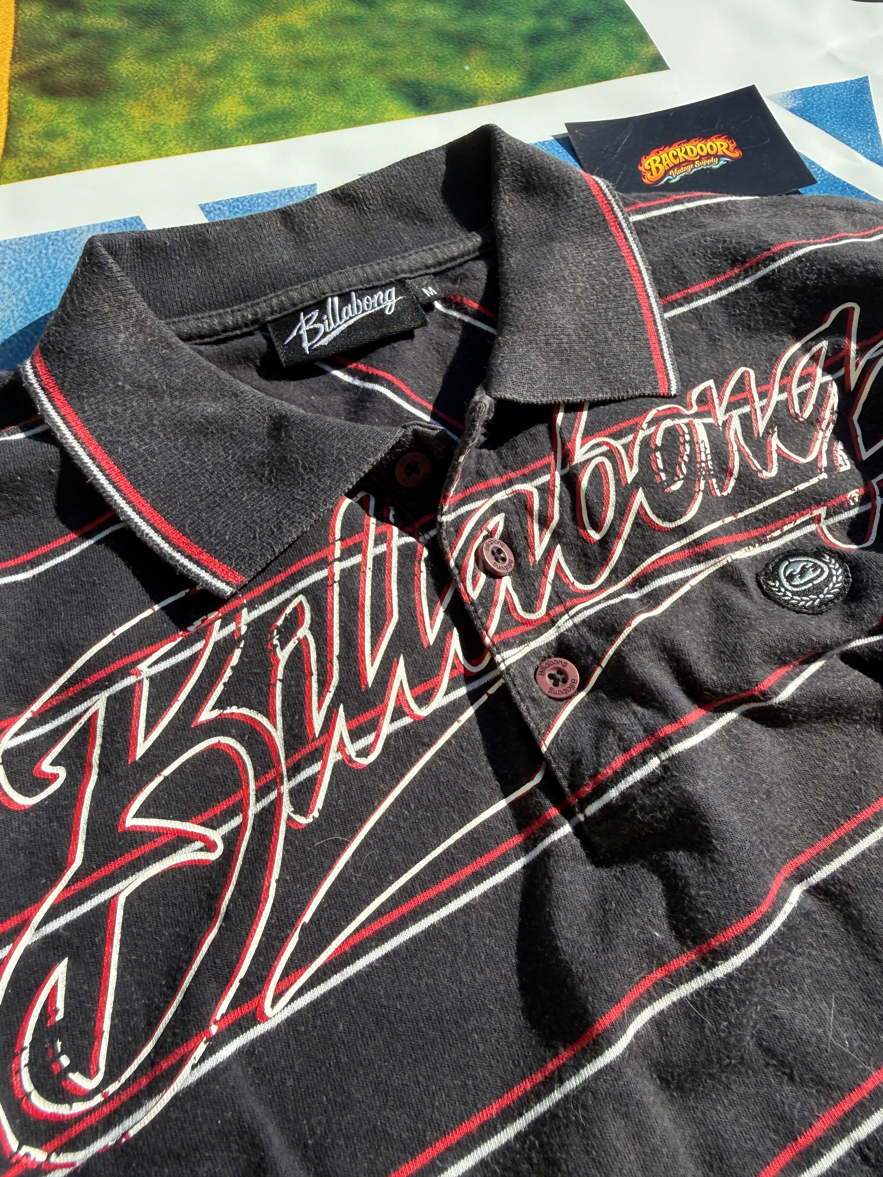 Y2K Billabong Opium style striped Polo