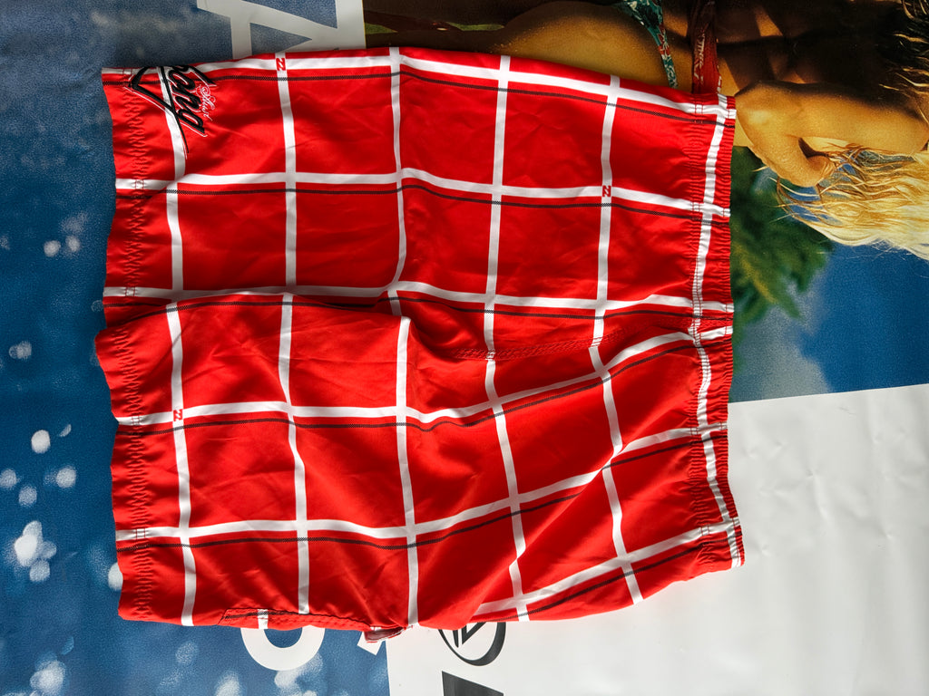 Y2K Billabong Orange Plaid Boardshorts size 34