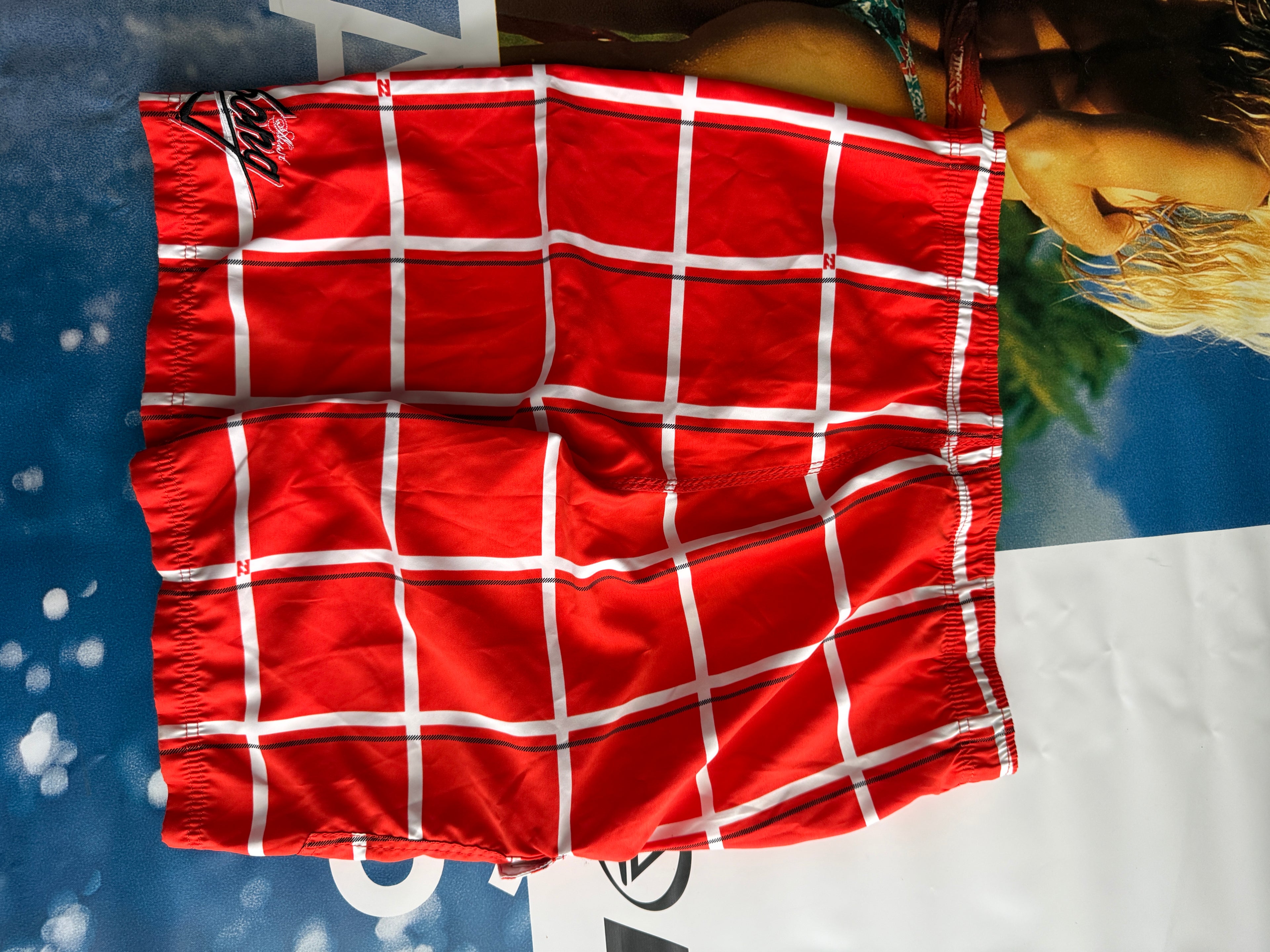 Y2K Billabong Orange Plaid Boardshorts size 34